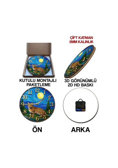 Sessiz Yuvarlak Ahşap Duvar Saati, Kuvars Hareketli 3d Görünümlü 2d Saat Sdw061 Renkli
