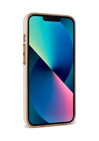 Apple Uyumlu  iPhone 13 Kilif Bark Kartlikli Kenarlari Altin Renk Kilif 558091133