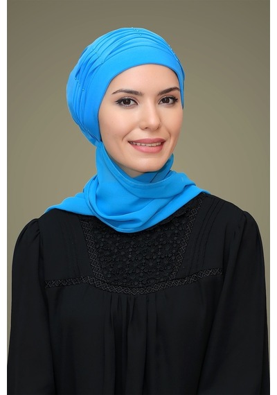 Hürrem Bone Mavi Pratik Hazır Geçmeli Tesettür Bone Sandy Kumaş Incili Nervür Mavi Hürrem Bone Mavi Pratik Hazır Geçmeli Tesettür Bone Sandy Kumaş Incili Nervür Mavi
