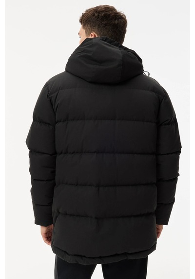 Lacoste Down Fill Mens Jacket Sabit Kapüşonlu Kaz Tüyü Erkek Mont Siyah