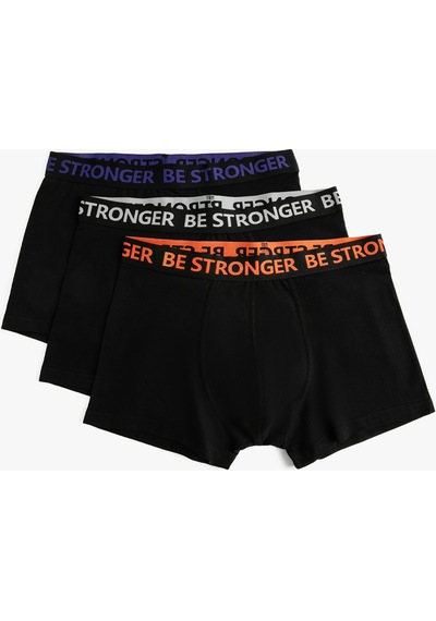 Koton 3'Lü Boxer Seti Slogan Baskılı Siyah 5Wlm90011Mk