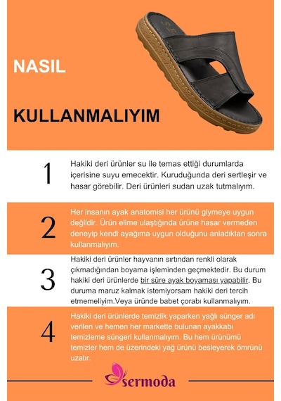 Sermoda Hakiki Deri Erkek Terlik - Yumuşak Kalın Taban Tabanlı Hakiki Deri Erkek Terlik A Siyah