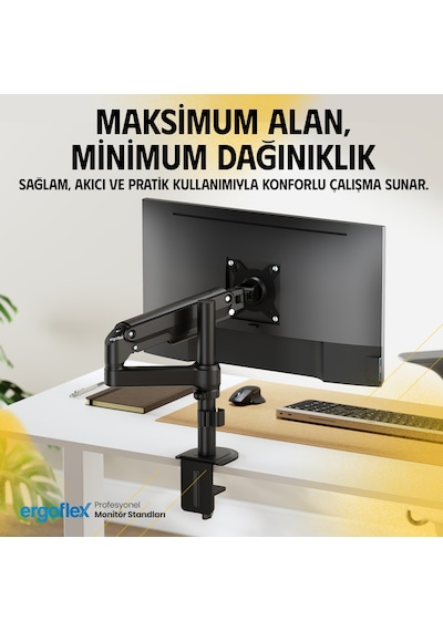 Ergoflex S8 Siyah 17-32inch Amortisörlü 9 Kg Monitör Standı 2026 Versiyon
