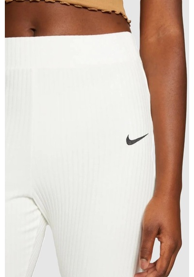 Nike Sportswear Rib Jersey White Yüksek Belli Fitilli Kadın Eşofman Altı Kırık Beyaz