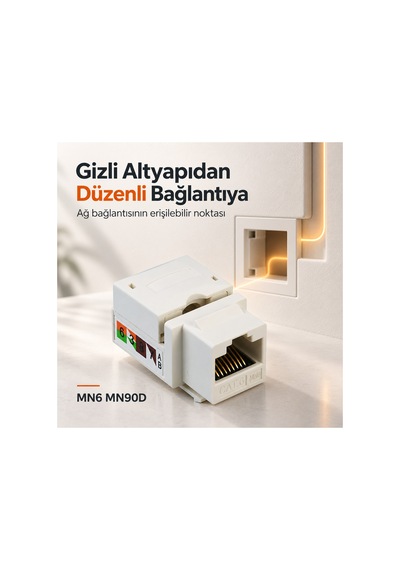 Mn6 Mn90d Cat6 Utp Rj45 90 Keystone Jack 8p8c Şase Ethernet Ağ Prizi Modülü 250 Mhz-10 Adet