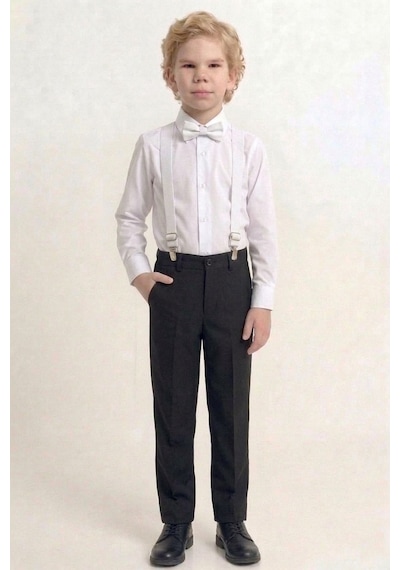 Mnk Baby & Kids Beyaz Gömlekli Erkek Çocuk Takım M00787 Siyah - Beyaz