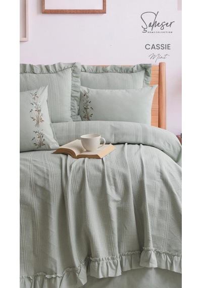 Şaheser Home Collection Yatak Örtüsü Çift Kişilik Cassie Mint Renkli