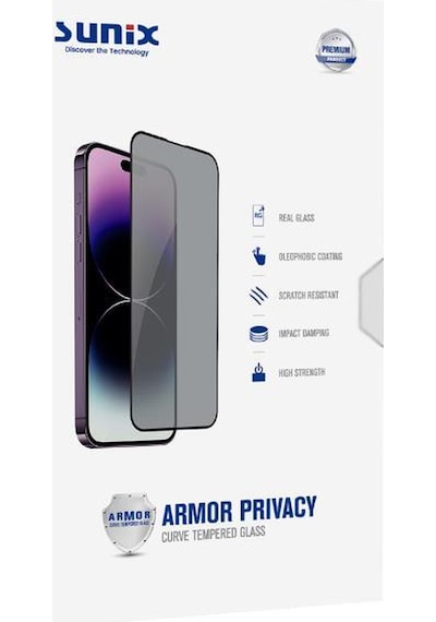 Sunix Apple Uyumlu iPhone 15 İle Darbeye Dayanıklı Armor Hayalet Ekran Koruyucu Cam