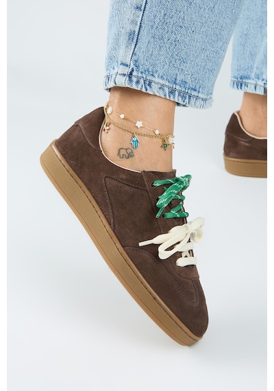 Manijero Krahe Barbella Kadın Hakiki Deri Üç Ayrı Alternatif Bağcıklı Kahve Sneakers