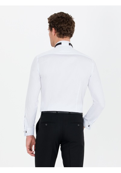 Cacharel Beyaz Slim Fit Smokin Gömlek