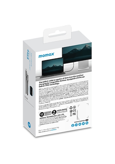 Momax DC39D Elite 240w Usb-C  Usb4 40Gbps 1M Kablo Siyah