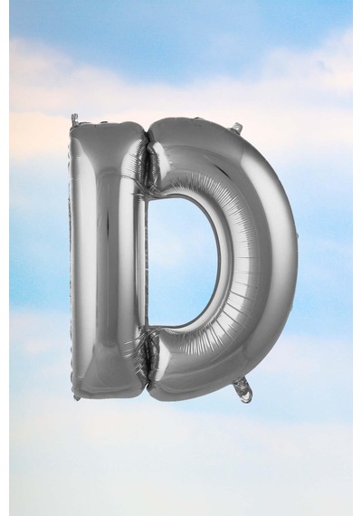 D Harfi Gümüş Folyo Balon 100 Cm 40 Inç 1 Metre Silver Çok Renkli