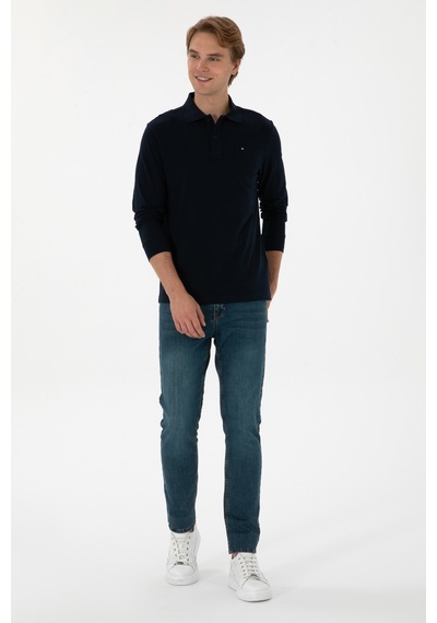 U.S. Polo Assn. Erkek Regular Fit Polo Yaka Lacivert Basic Sweatshirt 50315941-VR033