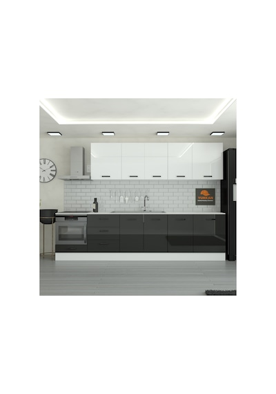 300 Cm Mutfak Dolabı Mdf Kapak Tezgah Dahil Yrkn310 99 Siyah