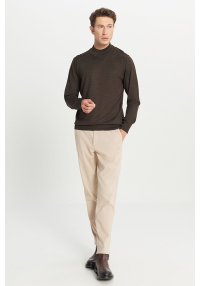 AC&Co / Altınyıldız Classics Erkek Kahverengı Yünlü Standart Fit Normal Kesim Yarım Balıkçı Yaka Basic Triko Kazak Kahverengı AC&Co / Altınyıldız Classics Erkek Kahverengı Yünlü Standart Fit Normal Kesim Yarım Balıkçı Yaka Basic Triko Kazak Kahverengı