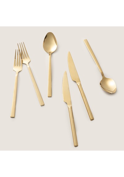 Destina 18 Parça Yemek Çatal Kaşık Bıçak Seti Parlak Gold
