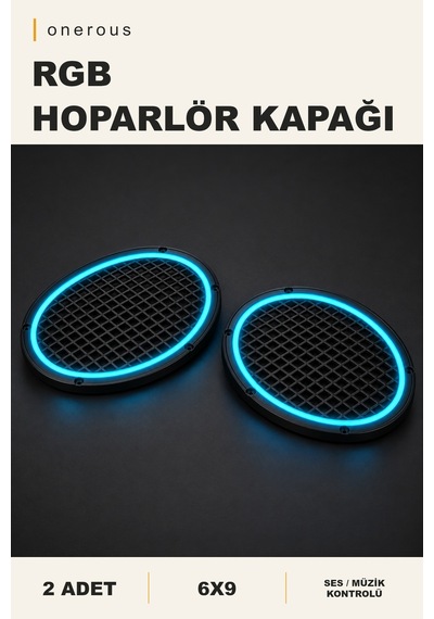Onerous 2 Adet 6x9 Rgb Led Hoparlör Kapağı, Müzik Kontrollü Çok Renkli