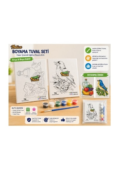 Notica Boyama Tuval Seti Hazır Çizimli Eğitici Resim Kiti 25x35