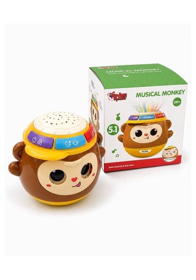 Musical Monkey 5 İ 1 Arada Işıklı Müzikli Hareketli Gözlü Bebek Oyuncağı 0+ Ay