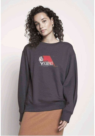 Alpacıno Scarface Baskılı Füme Antrasit Kadın Sweatshirt