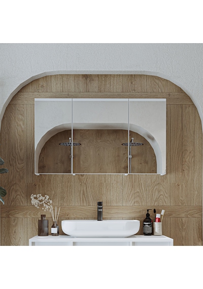 Banyo Dolabı Kulpsuz 3 Kapaklı Mdf 105 Cm Aynalı Banyo Üst Dolabı Mat Beyaz Banyo Dolabı Kulpsuz 3 Kapaklı Mdf 105 Cm Aynalı Banyo Üst Dolabı Mat Beyaz