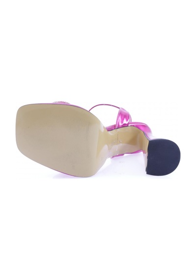 Dgn 3588-23y Kadin Kristal Taşli Bantli Kalin Topuklu Sandalet Pembe Metalik
