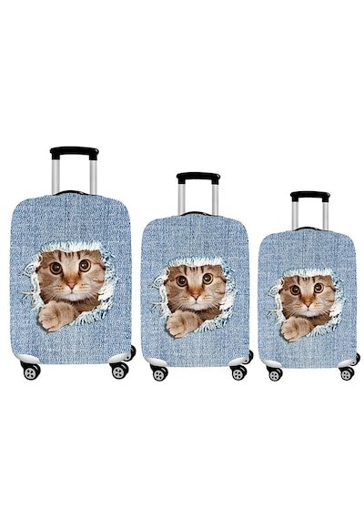 Smart Travel 3lü Set Büyük Orta Kabin Boy Valiz Bavul Koruyucu Kılıfı Kedi