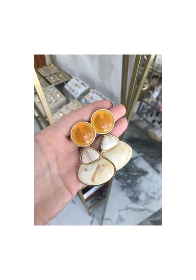 Tasarım Taş Küpe Sarı