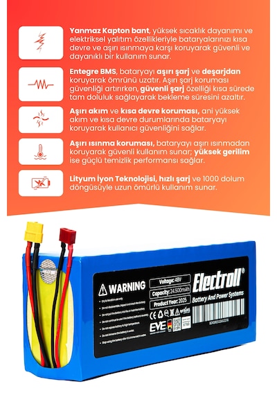 Onvo Ov-013 X Plus Yüksek Kapasite Batarya 48v 24.5ah Pil