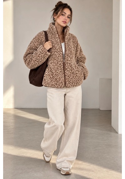 Bbbutikbasic Dik Yaka Teddy Polar Ceket My3535 Kahverengi