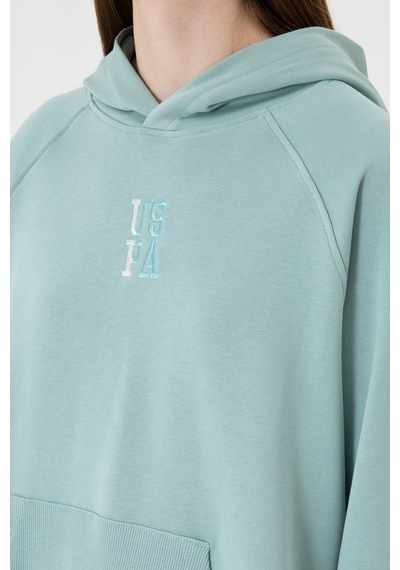 U.S. Polo Assn. Kadın Mint Yırtmaçlı Kapüşonlu Sweatshırt 50313611-VR090