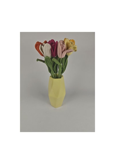 Twist Seramik Vazo Pastel Sarı Yükseklik:22cm Çap:13 Cm Sarı