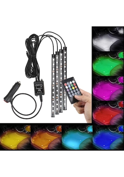 Fiat Doblo Rgb Ayak Altı Led 12 Led Kumandalı Müzik Duyarlı Araç İçi Aydınlatma 7 Renk 12v 1