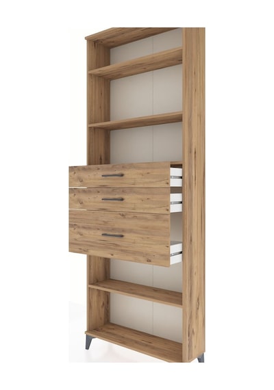 Arges Dolap 4 Raflı 3 Çekmeceli 88x30x243 Çam-çam Atlas Çam