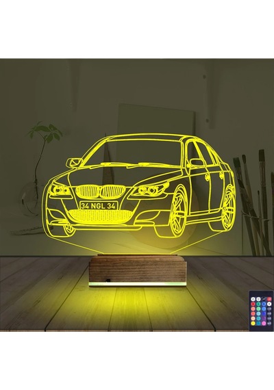 Luvivia Spor Araba Bmw Kişiye Özel 3d Lamba - Masa Gece Lambası Şeffaf