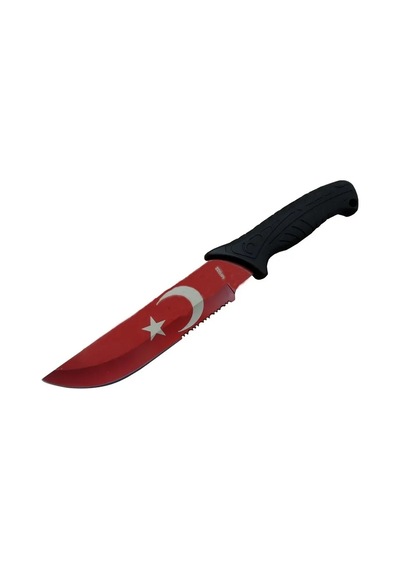Ayyıldız Mf032 Rd Kırmızı Bıçağı 31cm - Testere Detaylı Bıçak, Kılıflı, Plastik Sap Çok Renkli