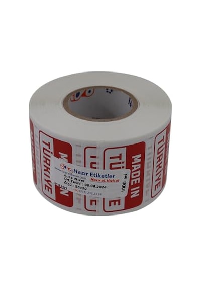 Made İn Türkiye Baskılı Kuşe Etiket 50mm X 30mm 1000 Adet 124-Pembe