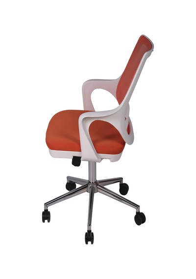 Ofisbazaar Buya Beyaz Fileli Çalışma Koltuğu Ergonomik Şef Ve Toplantı Koltuğu Turuncu Turuncu
