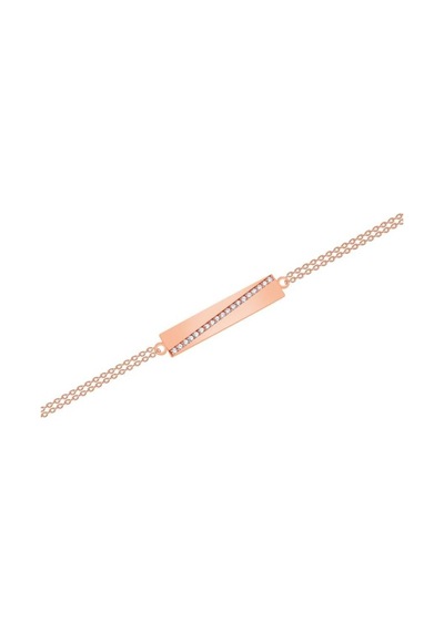 Tektaş - Pembe Altın 14 Ayar Plaka Bileklik N11.1805 Pembe Altın