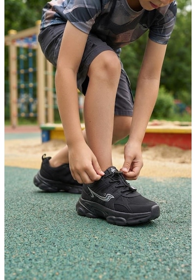 Pepino 2348 Anatomik Lastik Bağcıklı Kalın Taban Sneaker Çocuk Spor Ayakkabı Siyah
