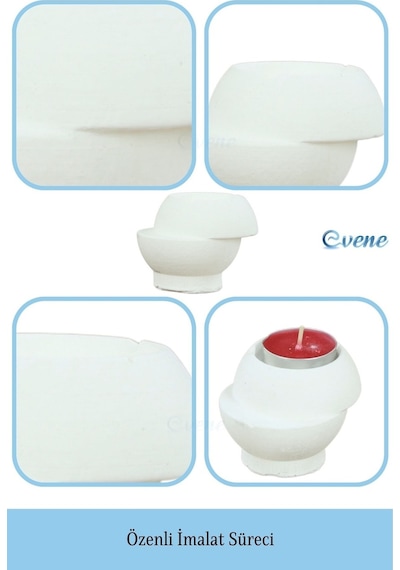 Mumluk Şamdan 3 Adet Tealight Ve İnce Mum Uyumlu Kesik Model - Beyaz