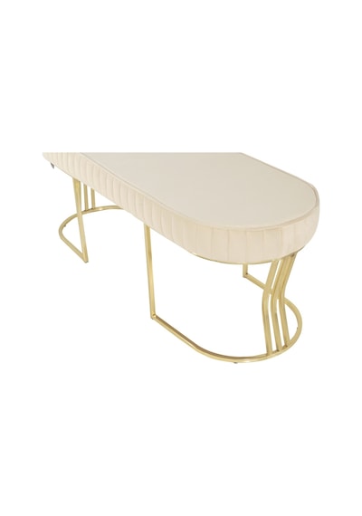 Viego Gold Striped- Krem Kapitoneli Chester Model Puf & Bench & Koltuk & Uzun Makyaj Puff & Yatak Ucu &önü
