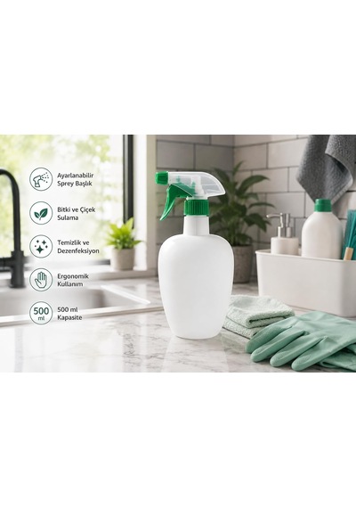 Boş Sprey Şişesi 500 Ml - Çok Amaçlı Plastik Fısfıs Şişe, Ayarlanabilir Başlıklı Bitki Ve Çiçek Sulama Pompası, Temizlik Ve Dezenfektan Şişesi, Elma Tasarım