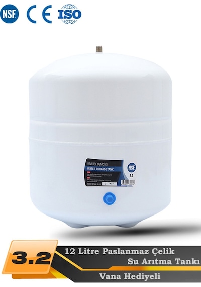 WaterMelon Tüm Su Arıtma Cihazları Uyumlu Metal Genleşme Tankı NSF Onaylı Paslanmaz Çelik 3.2 (12 Litre) Tr Tank WaterMelon Tüm Su Arıtma Cihazları Uyumlu Metal Genleşme Tankı NSF Onaylı Paslanmaz Çelik 3.2 (12 Litre) Tr Tank