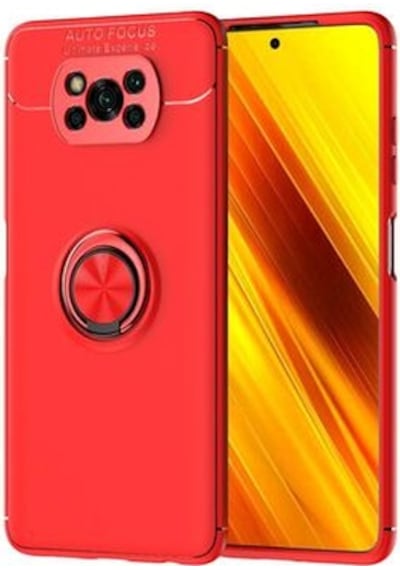 Poco X3 Pro Kılıf Yüzüklü Sağlam Esnek Ringo Silikon Kapak Kirmizi