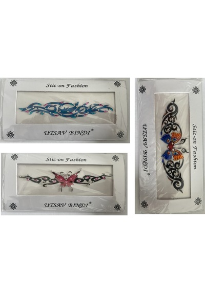 Airbrush Tattoo Taşlı Yapıştırma Dövme 3'lü Set5