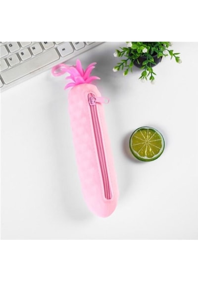 Ananas Silikon Kalem Kutu Pembe