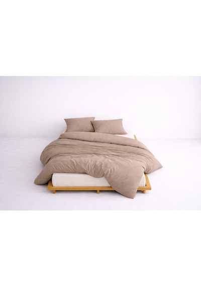 Lüks Ranforce Kumaş %100 Pamuklu Tek Kişilik Nevresim Takımı 160x220 Lastikli Çarşaf 120x200+30 Kahverengi