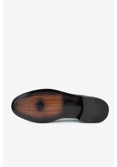 Lofer Erkek Açma Deri Jurdan Tabanlı Bantlı Klasik Loafer Siyah