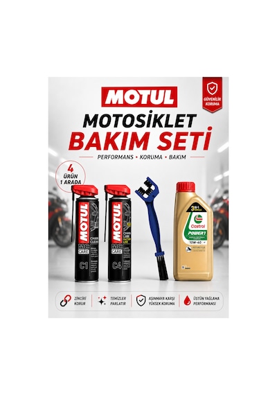 Motul C1 + C4 400 Ml Zincir Bakım Seti + 10w-40 4t 1l Motor Yağı Ve Fırça